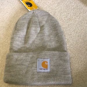 Light gray knit cuff beanie